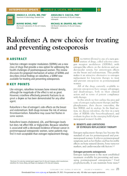 Raloxifene: a New Choice for Treating and Preventing Osteoporosis