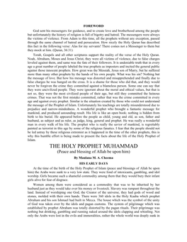 THE HOLY PROPHET MUHAMMAD (Peace and Blessing of Allah Be Upon Him) by Maulana M