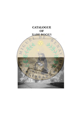 Catalogue of Rare Books