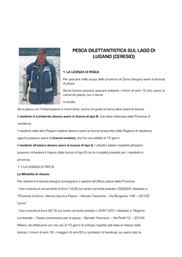 Pesca Dilettantistica Sul Lago Di Lugano (Ceresio)