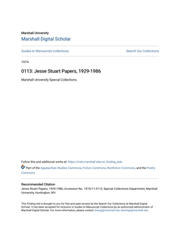 Jesse Stuart Papers, 1929-1986