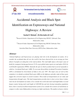 Accidental Analysis and Black Spot Identification on Expressways and National Highways: a Review