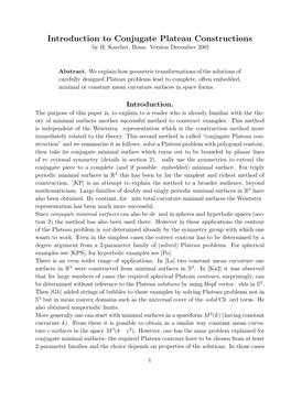 Introduction to Conjugate Plateau Constructions by H