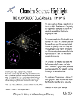 Chandra Science Highlight the CLOVERLEAF QUASAR (A.K.A