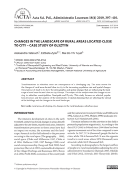 Acta Sci. Pol., Administratio Locorum 18(4) 2019, 397–410. Plissn 1644-0749 Eissn 2450-0771 DOI: 10.31648/Aspal.4653