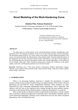 Novel Modeling of the Work-Hardening Curve