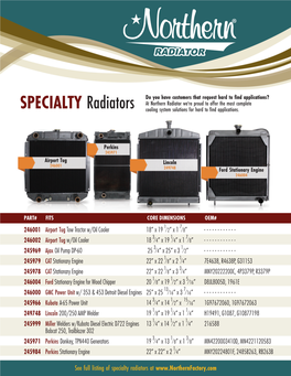 SPECIALTY Radiators Cooling System Solutions for Hard to Find Applications