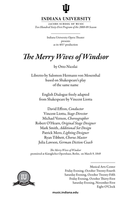 E Merry Wives of Windsor by Otto Nicolai