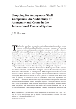 Shopping for Anonymous Shell Companies: an Audit Study of Anonymity and Crime in the International Financial System