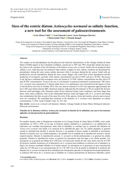 Sizes of the Centric Diatom Actinocyclus Normanii As Salinity