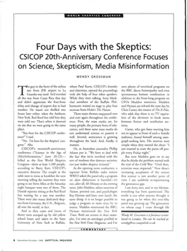 Four Days with the Skeptics: CSICOP 20Th-Anniversary Conference Focuses on Science, Skepticism, Media Misinformation
