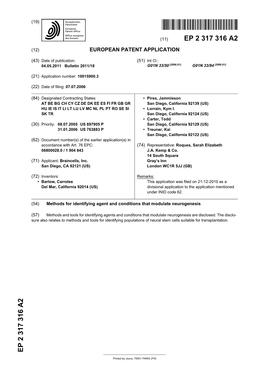 Methods for Identifying Agent and Conditions That Modulate Neurogenesis