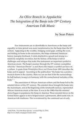 The Integration of the Banjo Into 19Th Century American Folk Music