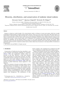 Diversity, Distribution, and Conservation of Endemic Island Rodents