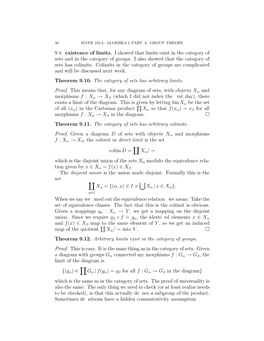 9.4. Existence of Limits. I Showed That Limits Exist in the Category of Sets and in the Category of Groups