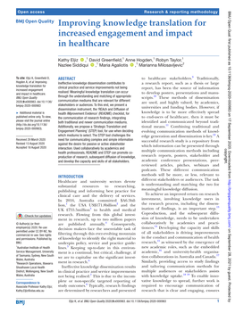 Improving Knowledge Translation for Increased Engagement and Impact in Healthcare