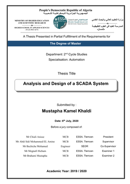 Mustapha Kamel Khaldi Analysis and Design of a SCADA System