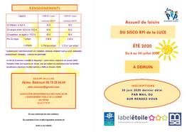 Accueil De Loisirs ÉTÉ 2020