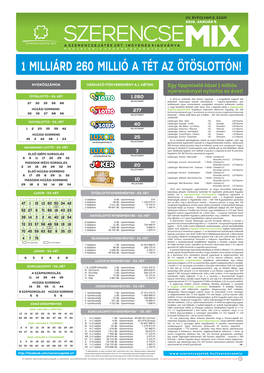 1 MILLIÁRD 260 MILLIÓ a TÉT Az ÖTÖSLOTTÓN!