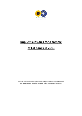 Implicit Subsidies for a Sample of EU Banks in 2013