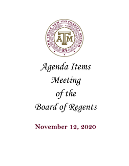 Agenda Items Meeting of the Board of Regents