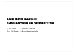 Sound Change in Australia: Current Knowledge and Research Priorities