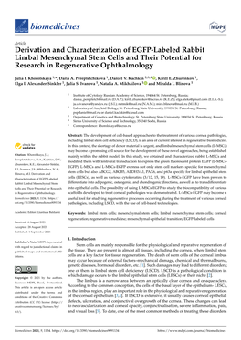 Derivation and Characterization of EGFP-Labeled Rabbit Limbal Mesenchymal Stem Cells and Their Potential for Research in Regenerative Ophthalmology