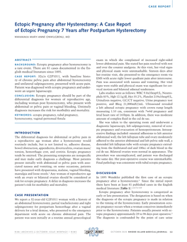 Ectopic Pregnancy After Hysterectomy: a Case Report of Ectopic Pregnancy 7 Years After Postpartum Hysterectomy