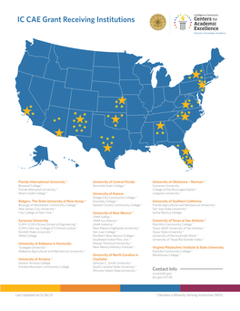 IC CAE Grant Receiving and Legacy Institutions Map and Listing