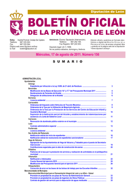 Boletín Oficial De La Provincia De León