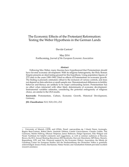 The Economic Effects of the Protestant Reformation: Testing the Weber Hypothesis in the German Lands