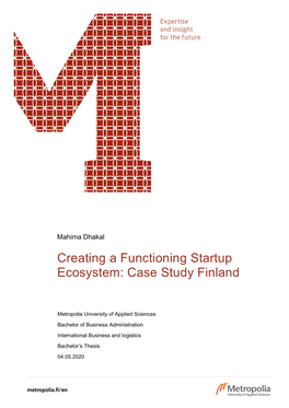 Creating a Functioning Startup Ecosystem: Case Study Finland