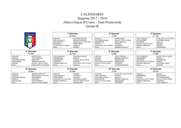CALENDARIO Stagione 2017 - 2018 Allievi Fascia B Como – Fase Primaverile Girone B