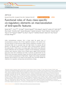 Functional Roles of Aves Class-Specific Cis-Regulatory Elements on Macroevolution of Bird-Specific Features