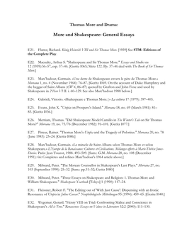 And Shakespeare: General Essays