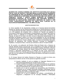 Acuerdo Del Consejo General Del Instituto Electoral De Tlaxcala