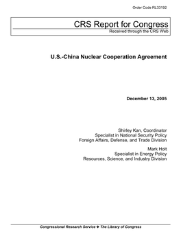 U.S.-China Nuclear Cooperation Agreement