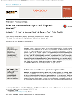 Inner Ear Malformations: a Practical Diagnostic Approachଝ