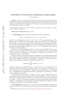 Dimension in Polynomial Variational Inequalities