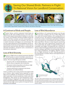 Saving Our Shared Birds: Partners in Flight Tri-National Vision for Landbird Conservation Overview