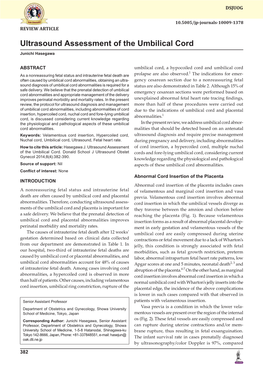 Ultrasound Assessment of the Umbilical Cord Junichi Hasegawa