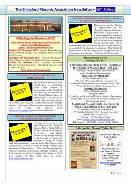 The Chingford Masonic Association Newsletter – 56Th Edition