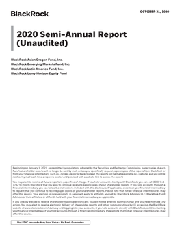 2020 Semi-Annual Report (Unaudited)