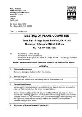 (Public Pack)Agenda Document for Plans Committee, 16/01/2020 09:30