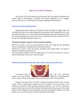 Queries on Tooth Transition (Leaflet) (PDF)