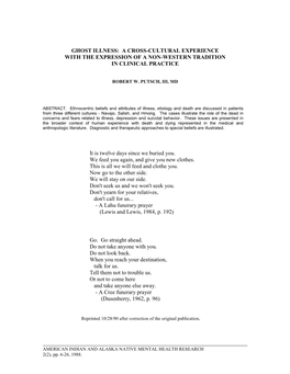 Ghost Illness: a Cross-Cultural Experience with the Expression of a Non-Western Tradition in Clinical Practice