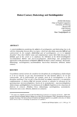 Dialect Contact, Dialectology and Sociolinguistics~