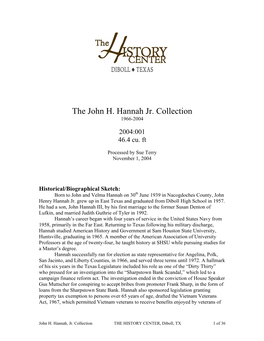 2004:001 John Hannah Collection