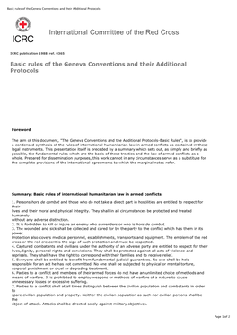 Geneva Conventions and Their Additional Protocols