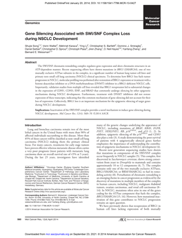 Gene Silencing Associated with SWI/SNF Complex Loss During NSCLC Development